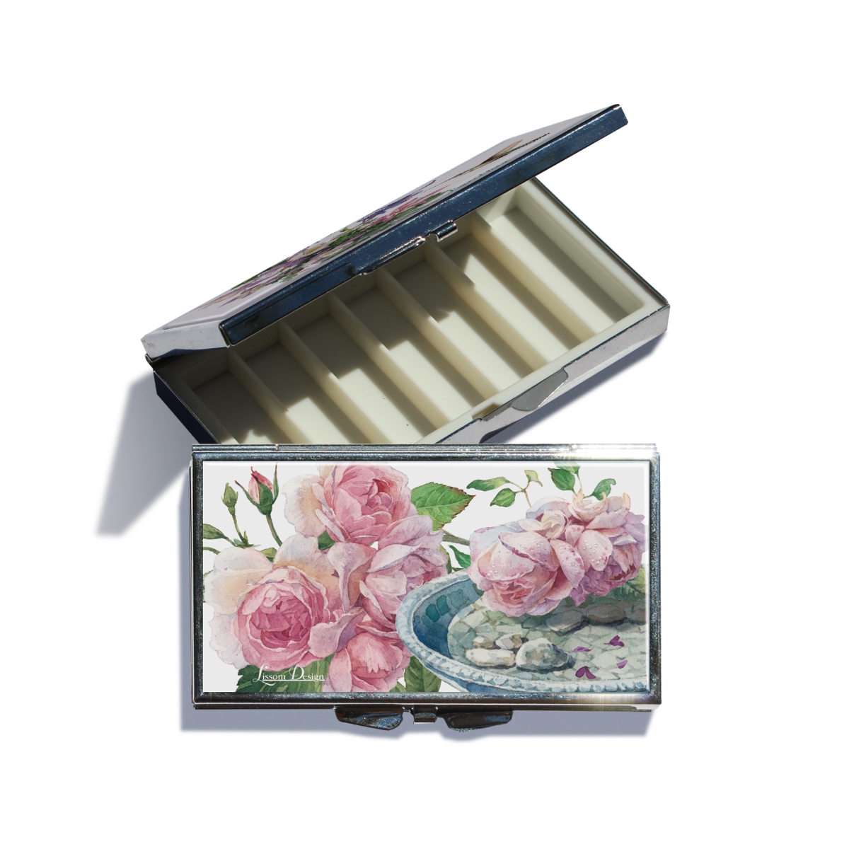 62179 2 x 3.25 x 0.5 in. Roses Pill Box - Enchanted Garden