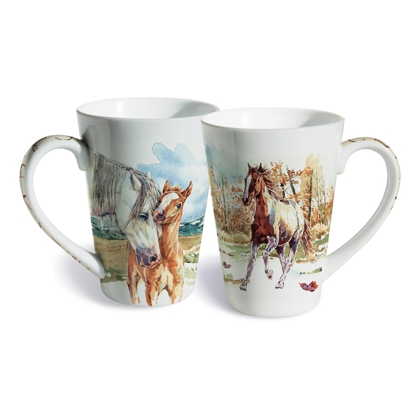Picture of Lissom Design 35069 12 oz Porcelain Mug - Wild Mustang