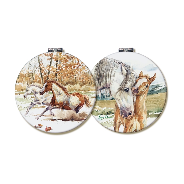 61169 Round Compact Mirror - Wild Mustang