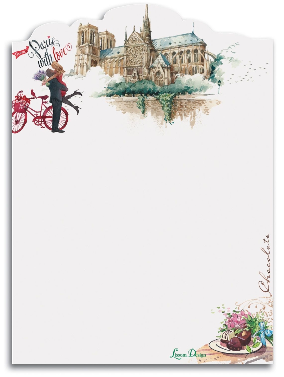 28071 4 x 4.75 in. Sticky Notepad, From Paris with Love - Set of 3