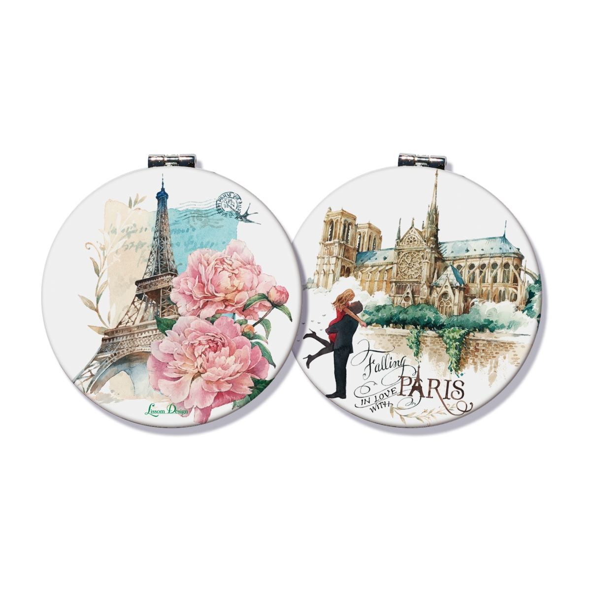 61171 2.75 x 2.75 x 0.38 in. Round Comact Mirror - From Paris with Love