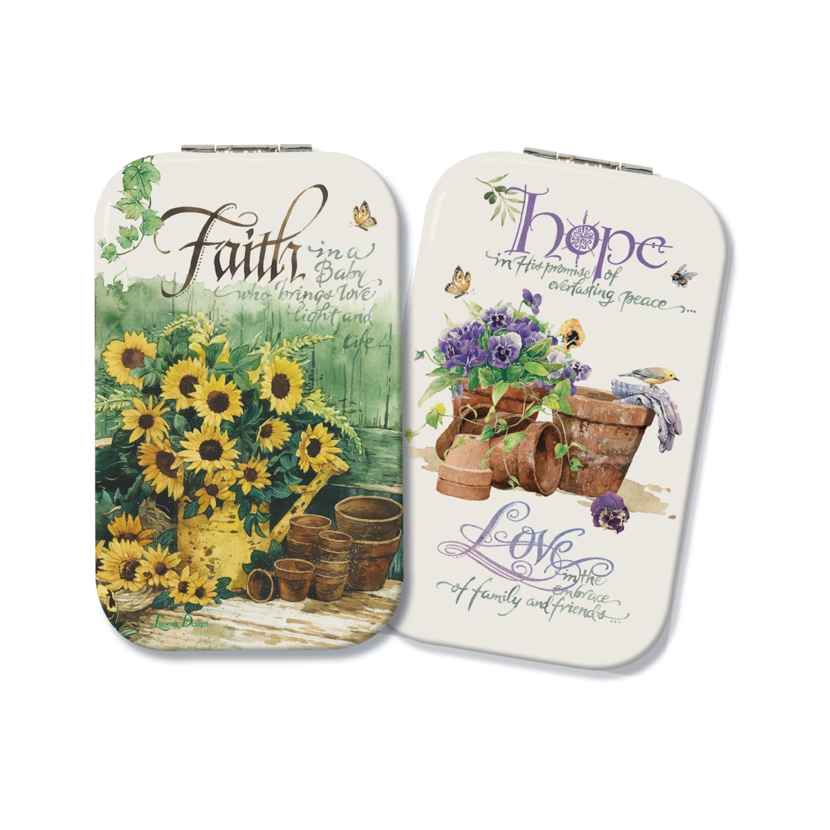 61075 2.25 x 3.75 x 0.38 in. Compact Mirror - Faith Hope Love