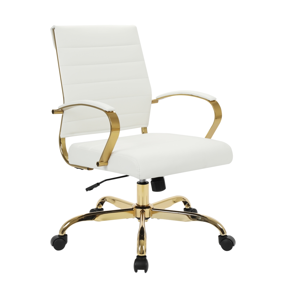BOG19WL Benmar Home Leather Office Chair with Gold Frame, White