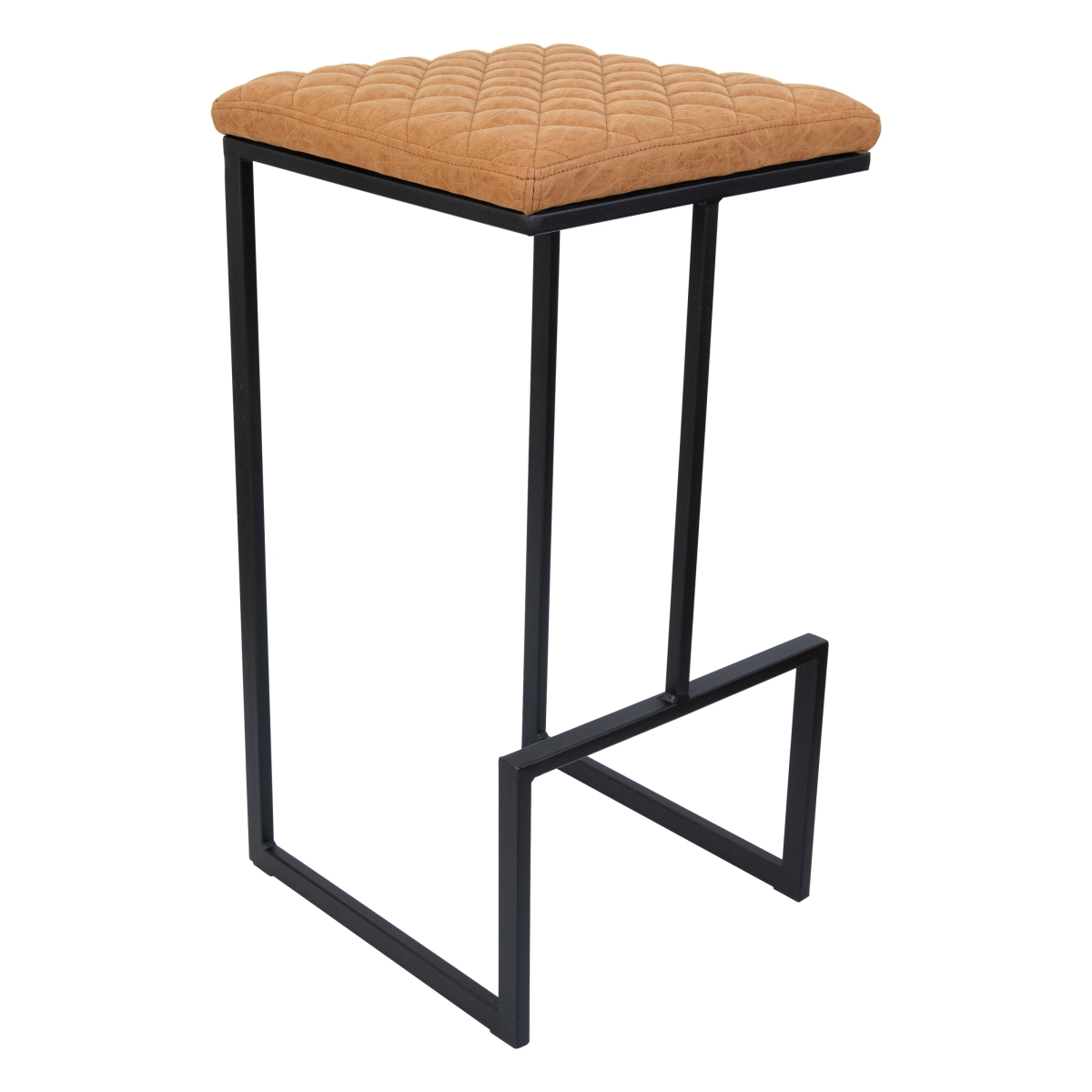 Picture of LeisureMod QS29BR 29 x 15 x 15 in. Quincy Quilted Stitched Leather Bar Stools with Metal Frame, Light Brown