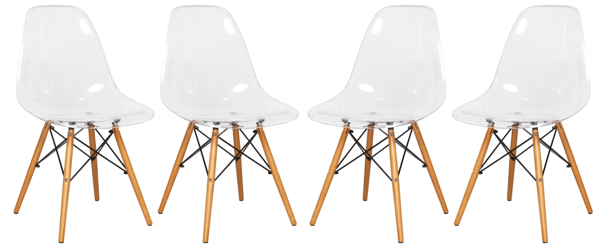 32.40 in. Dover Molded Side Chair, Clear - Set of 4