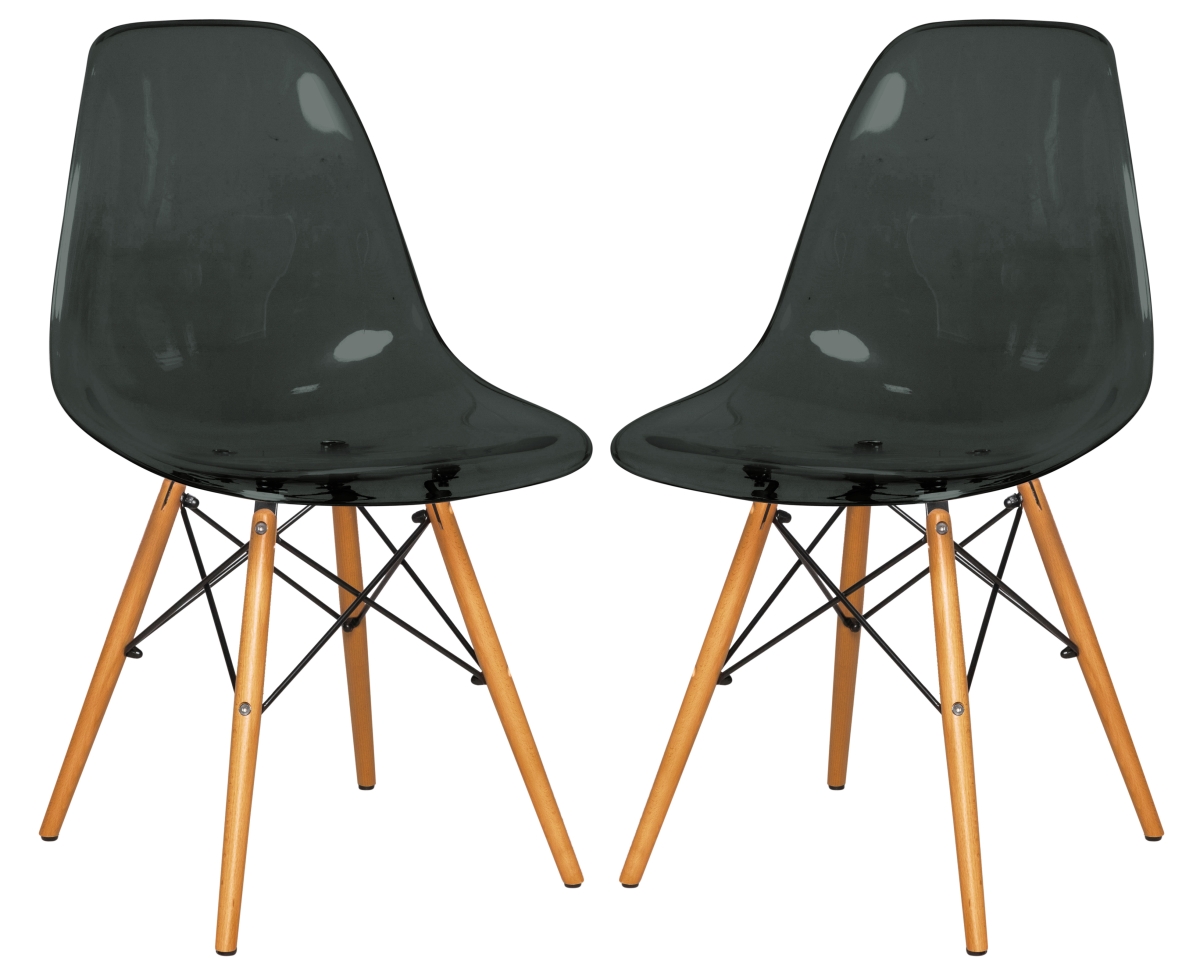 32.40 in. Dover Molded Side Chair, Transparent Black - Set of 2