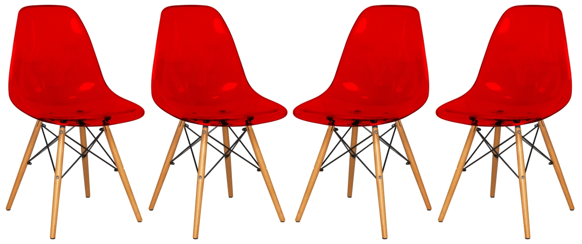 Dover Molded Side Chair - Transparent Red - Set of 4