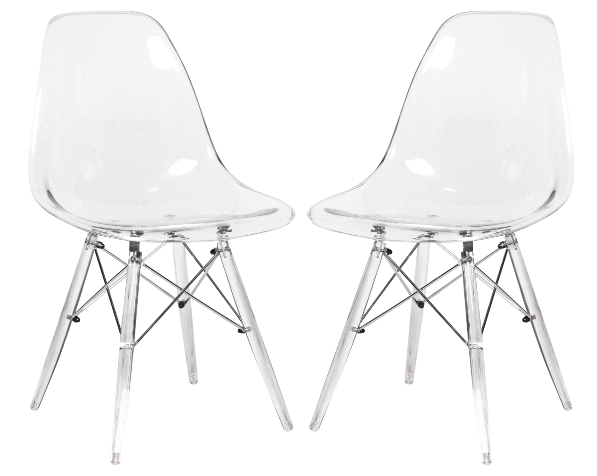 32.40 in. Dover Molded Side Chair with Acrylic Base, Clear - Set of 2
