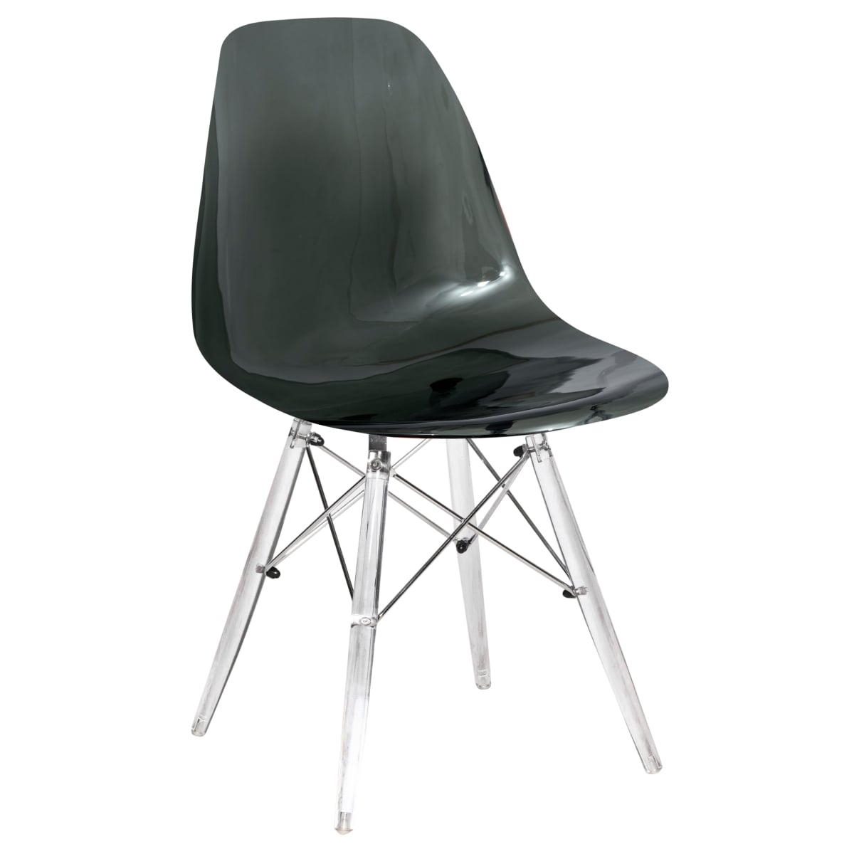 32.40 in. Dover Molded Side Chair with Acrylic Base, Transparent Black
