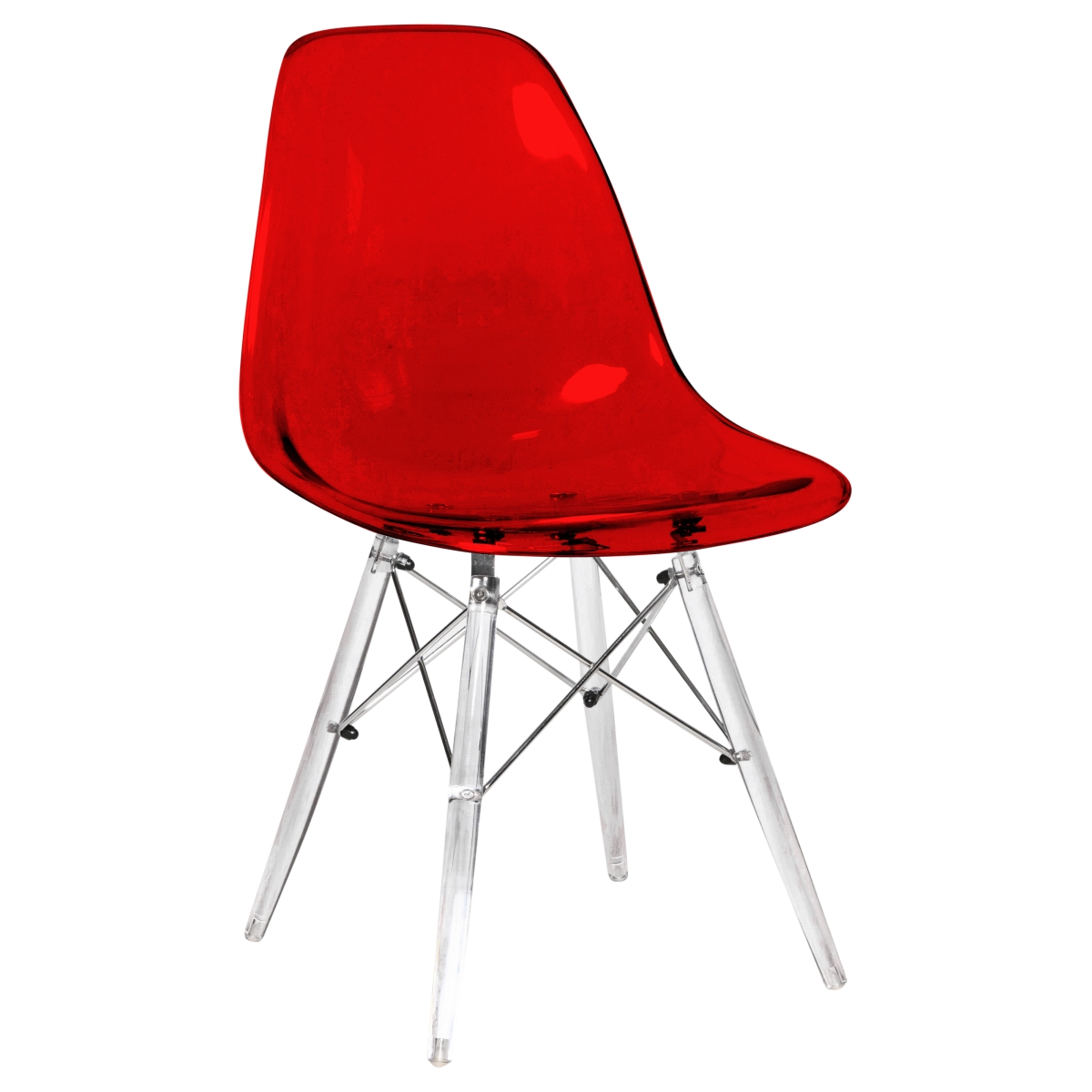 32.40 in. Dover Molded Side Chair with Acrylic Base, Transparent Red