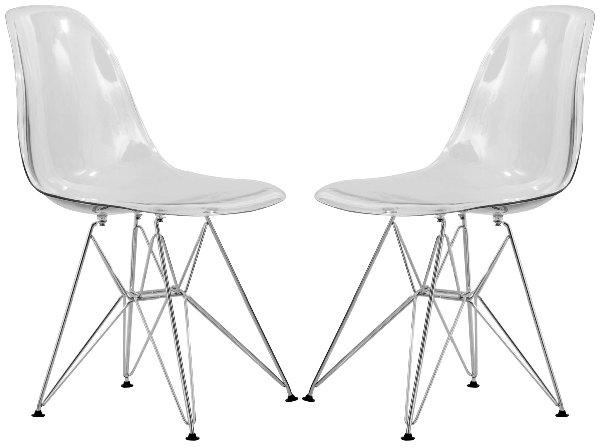 CR19CL2 32 x 18.40 x 17 in. Cresco Molded Eiffel Side Chair, Clear - Set of 2