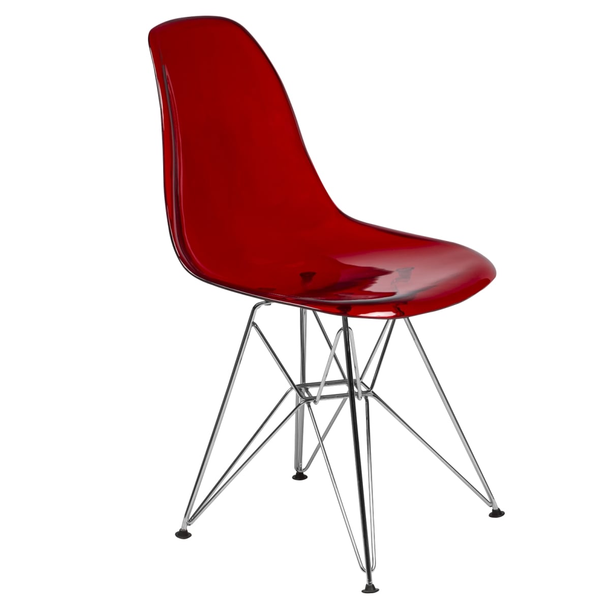 32 x 18.40 x 17 in. Cresco Molded Eiffel Side Chair, Transparent Red
