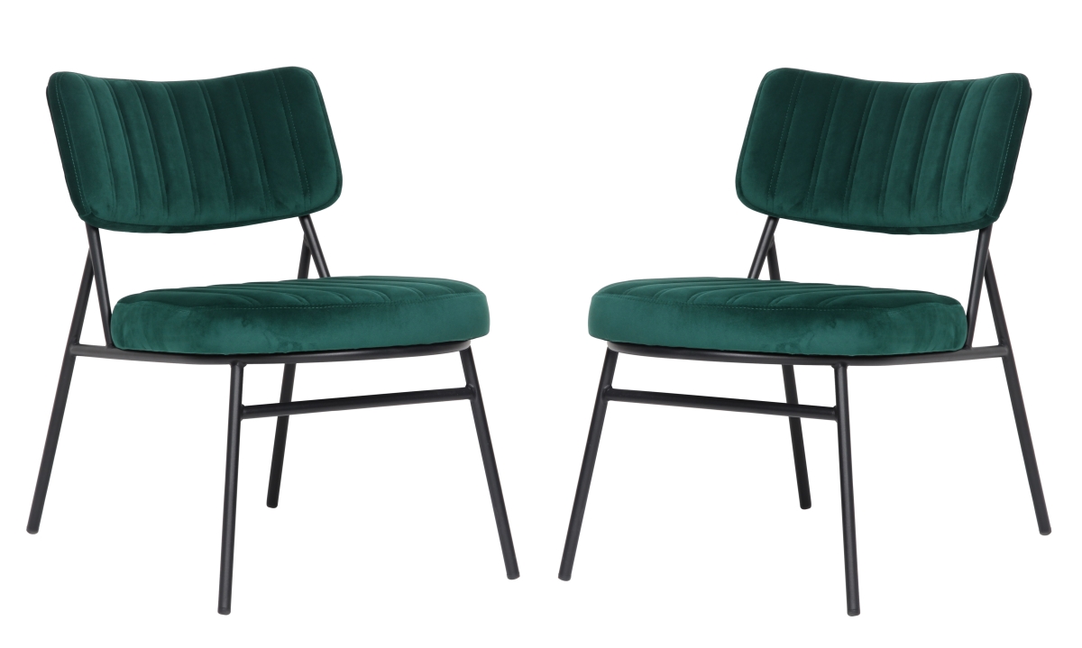 29 x 19.5 x 25 in. Marilane Velvet Accent Chair with Metal Frame, Emerald Green - Set of 2 -  KD Americana, KD3034436