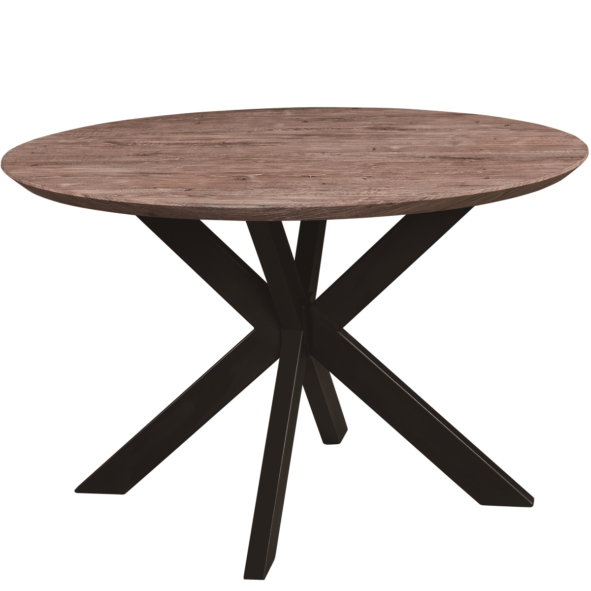 30 x 47 x 47 in. Ravenna Round Wood Dining Table with Modern Metal Base, Rustic Grey