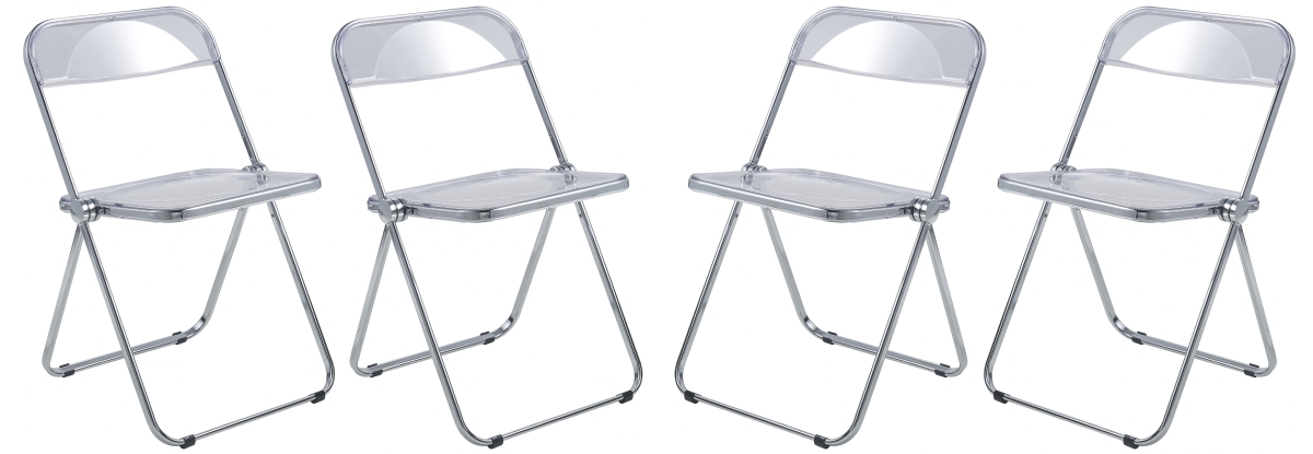 Lawrence Acrylic Folding Chair with Metal Frame, Clear - Set of 4
