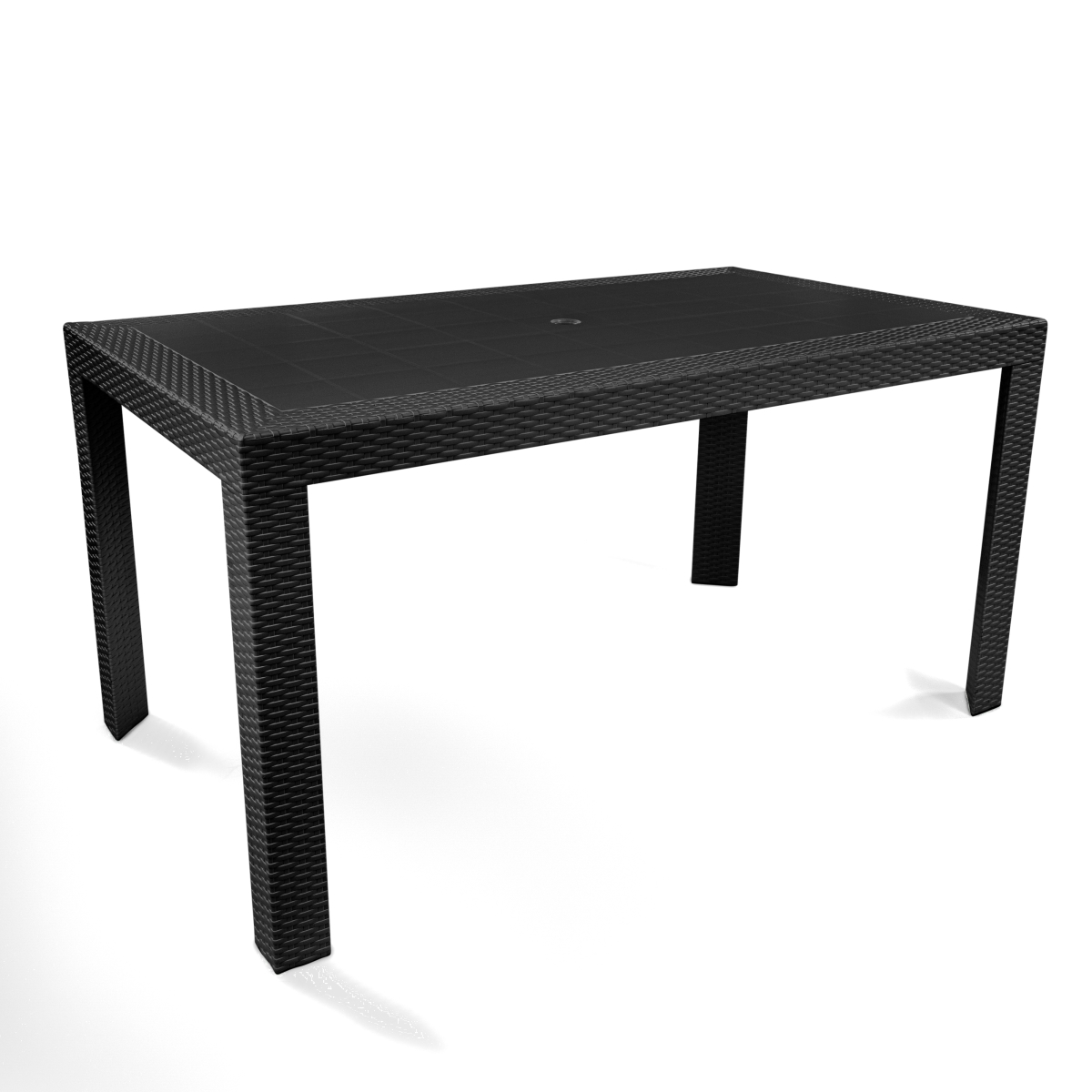 28 x 55 x 31 in. Mace Weave Design Outdoor Dining Table, Black