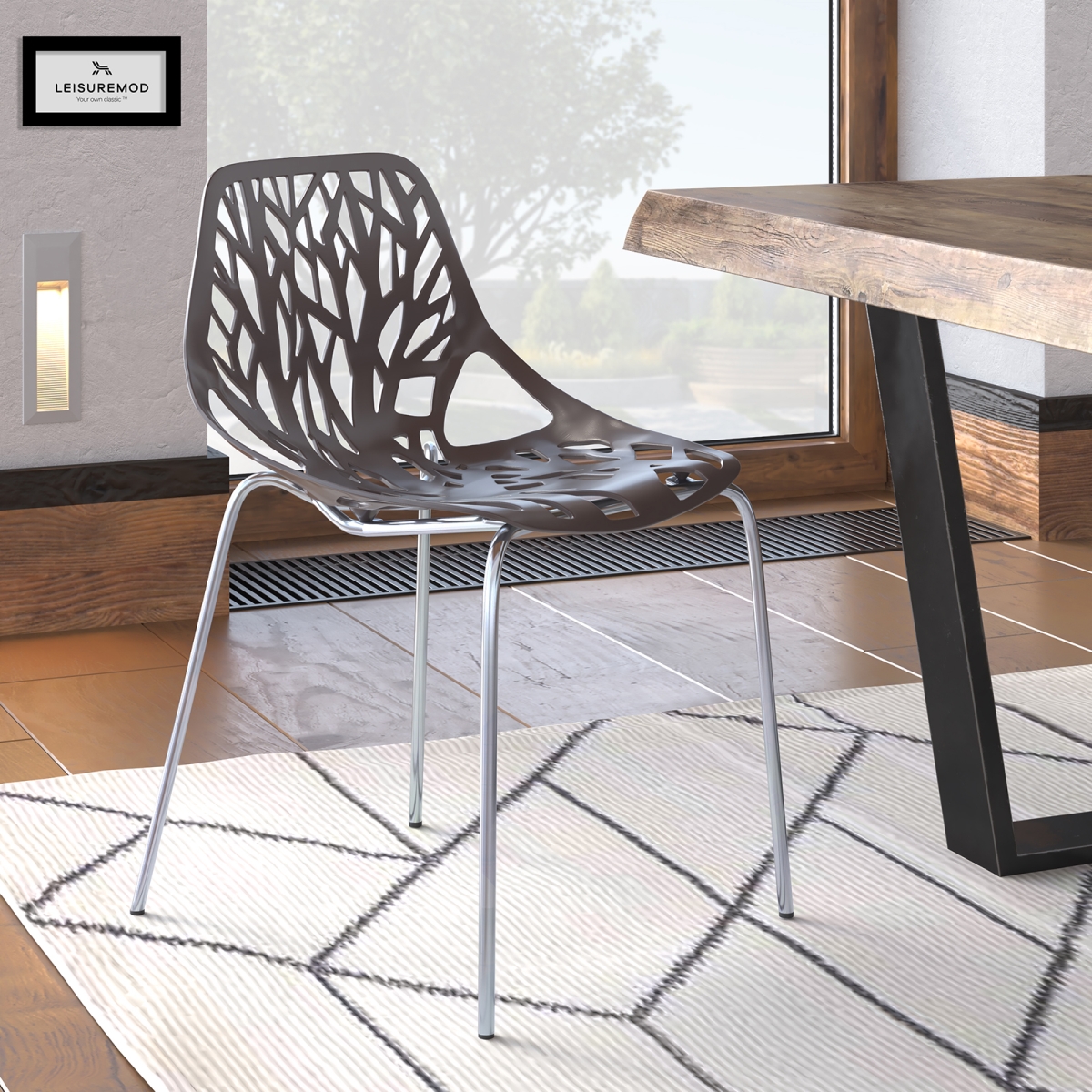 31.5 in. Modern Asbury Dining Chair with Chromed Legs, Taupe