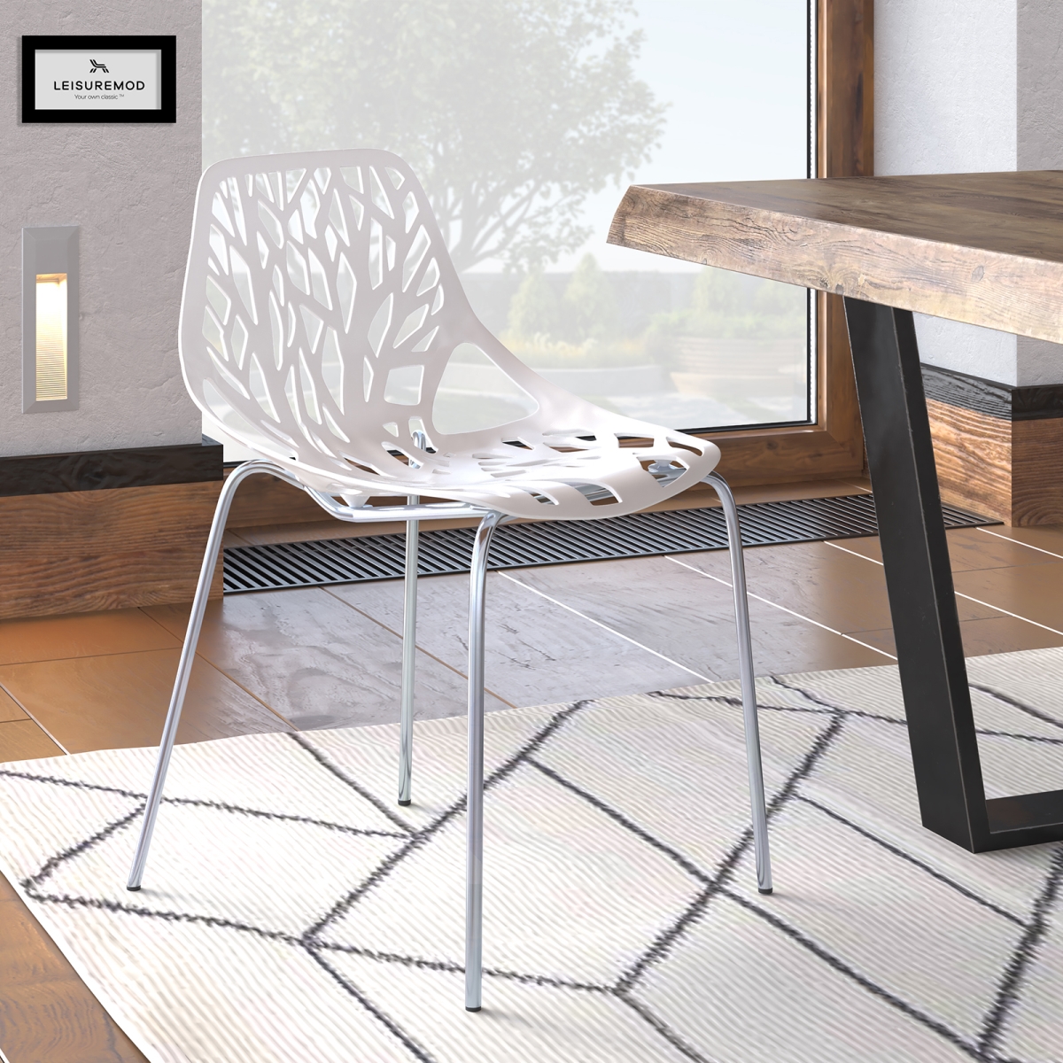 31.5 in. Modern Asbury Dining Chair with Chromed Legs, White