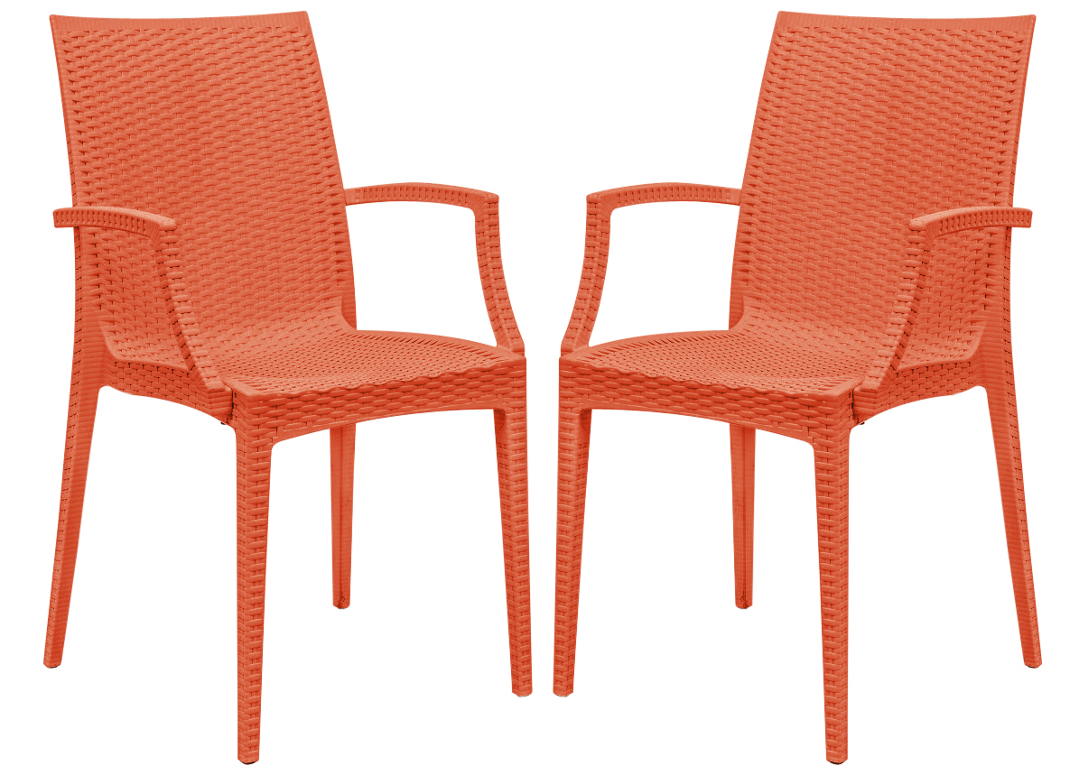 MCA19OR2 35 x 16 in. Weave Mace Indoor & Outdoor Chair with Arms, Orange - Set of 2
