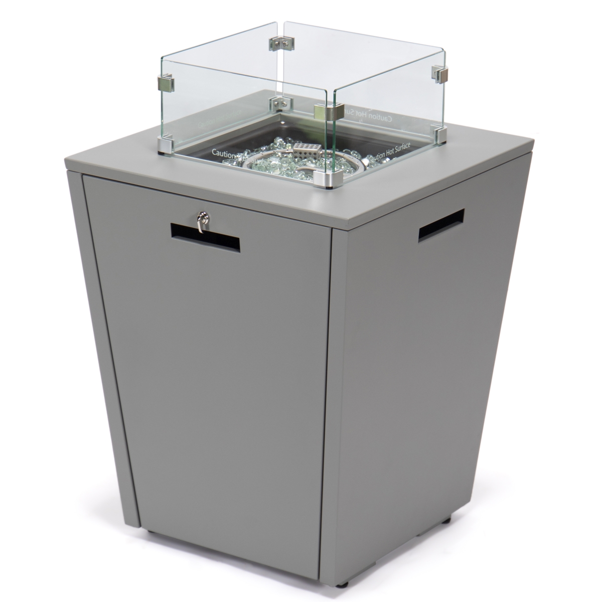 32.44 x 21.65 x 21.65 in. Chelsea Aluminum Patio Modern Propane Fire Pit Side Table, Grey