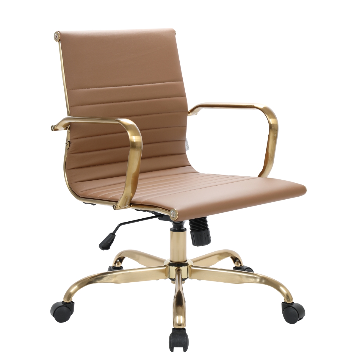 Harris Office Chair with Gold Frame, Light Brown