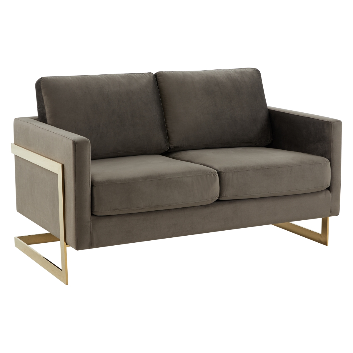 LA55DGR 34 x 55 x 34 in. Lincoln Modern Mid-century Upholstered Velvet Loveseat with Frame, Dark Grey & Gold