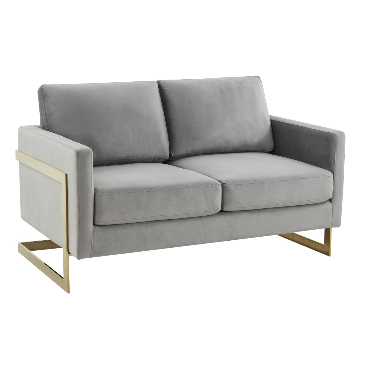 34 x 55 x 34 in. Lincoln Modern Mid-century Upholstered Velvet Loveseat with Frame, Light Grey & Gold