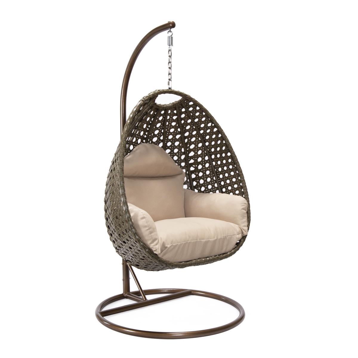 Beige Wicker Hanging Egg Swing Chair, Beige