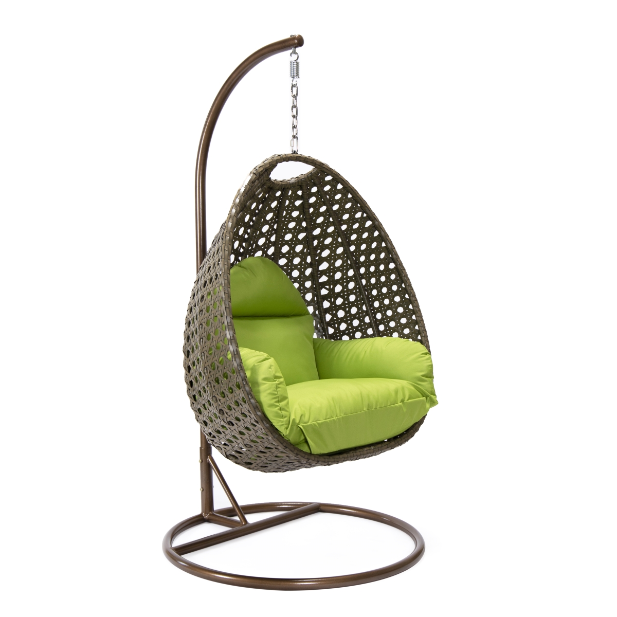 Beige Wicker Hanging Egg Swing Chair, Light Green - 77.17 x 41 x 41 in.