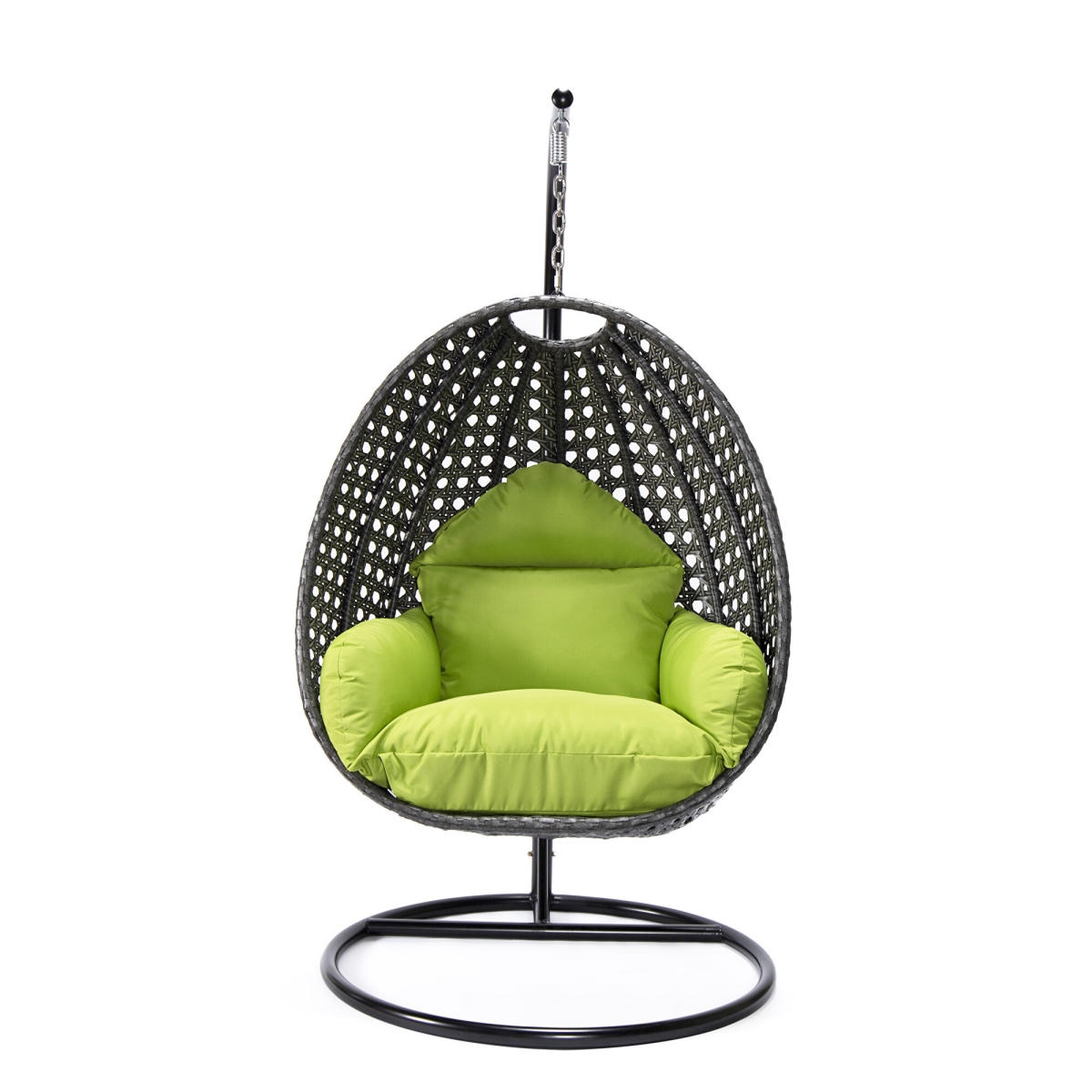 Charcoal Wicker Hanging Egg Swing Chair, Light Green - 77.17 x 41 x 41 in.