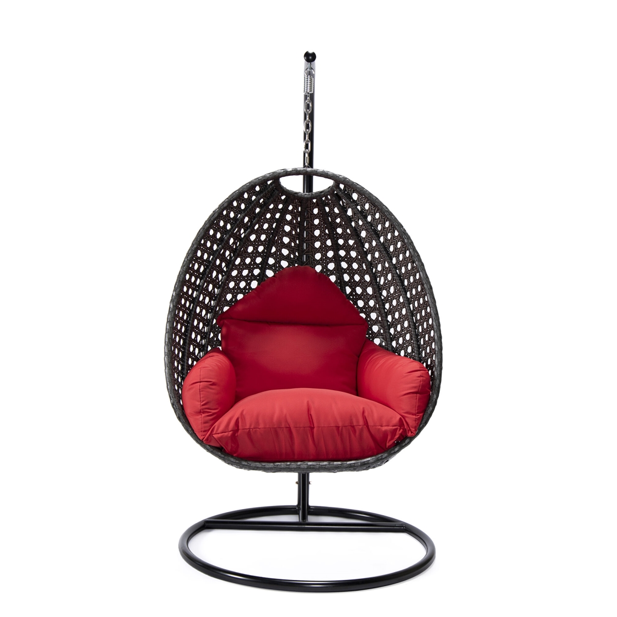 Charcoal Wicker Hanging Egg Swing Chair, Red - 77.17 x 41 x 41 in.