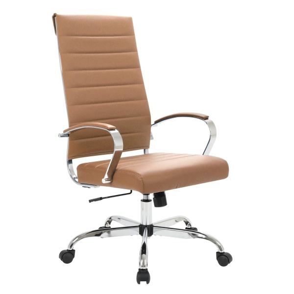 BOT19BRL Benmar High-Back Leather Office Chair, Brown