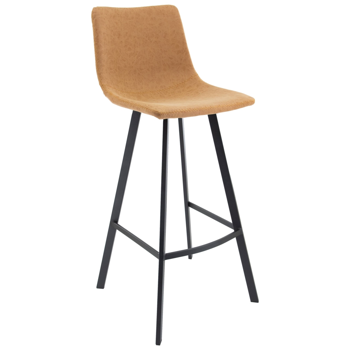 ES29BR2 40.55 x 17.71 x 18 in. Elland Modern Upholstered Leather Bar Stool with Iron Legs & Footrest, Light Brown - Set of 2
