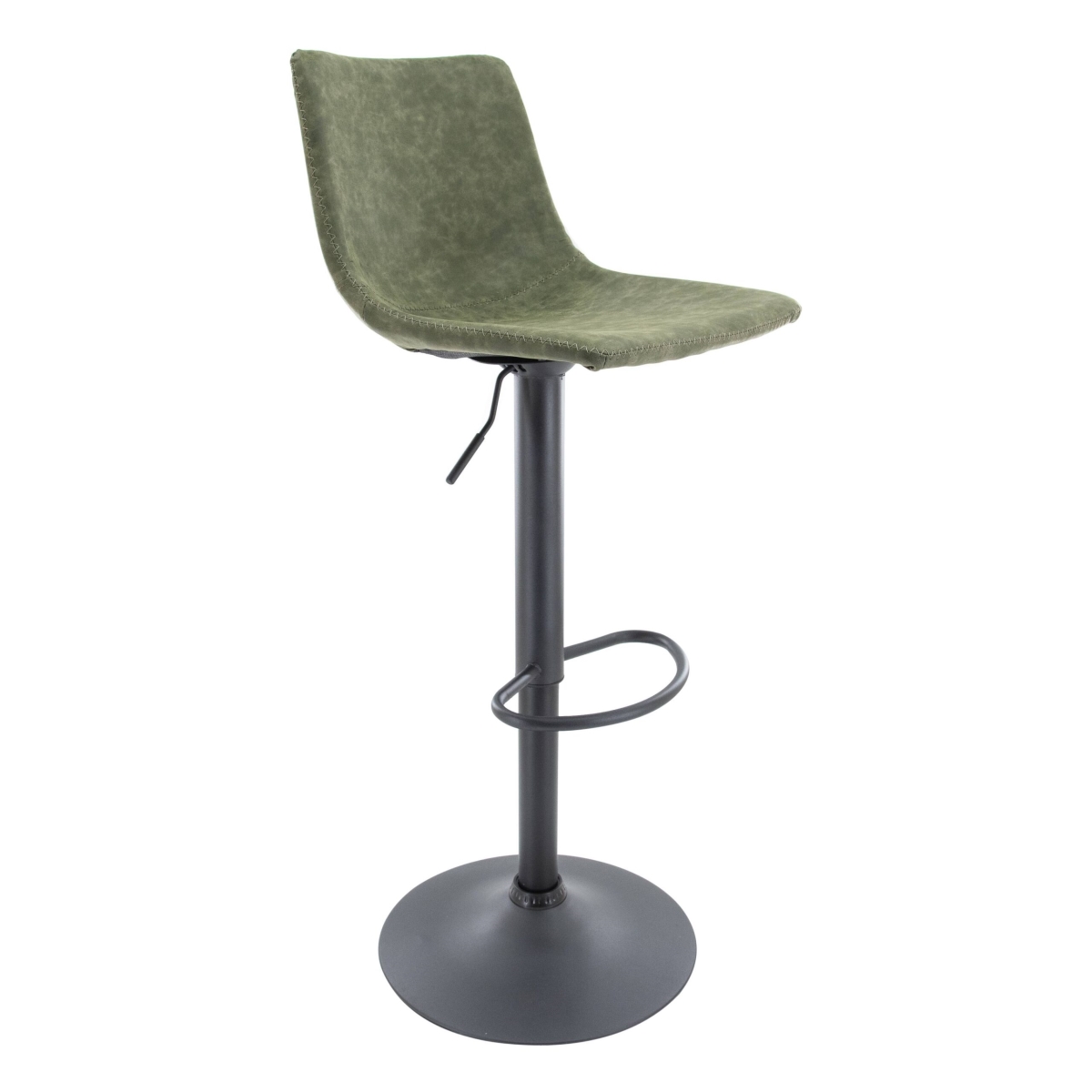 TS29G2 43.7 x 16.9 x 18 in. Tilbury Modern Adjustable Bar Stool with Footrest & 360 deg Swivel, Olive Green - Set of 2 -  LeisureMod