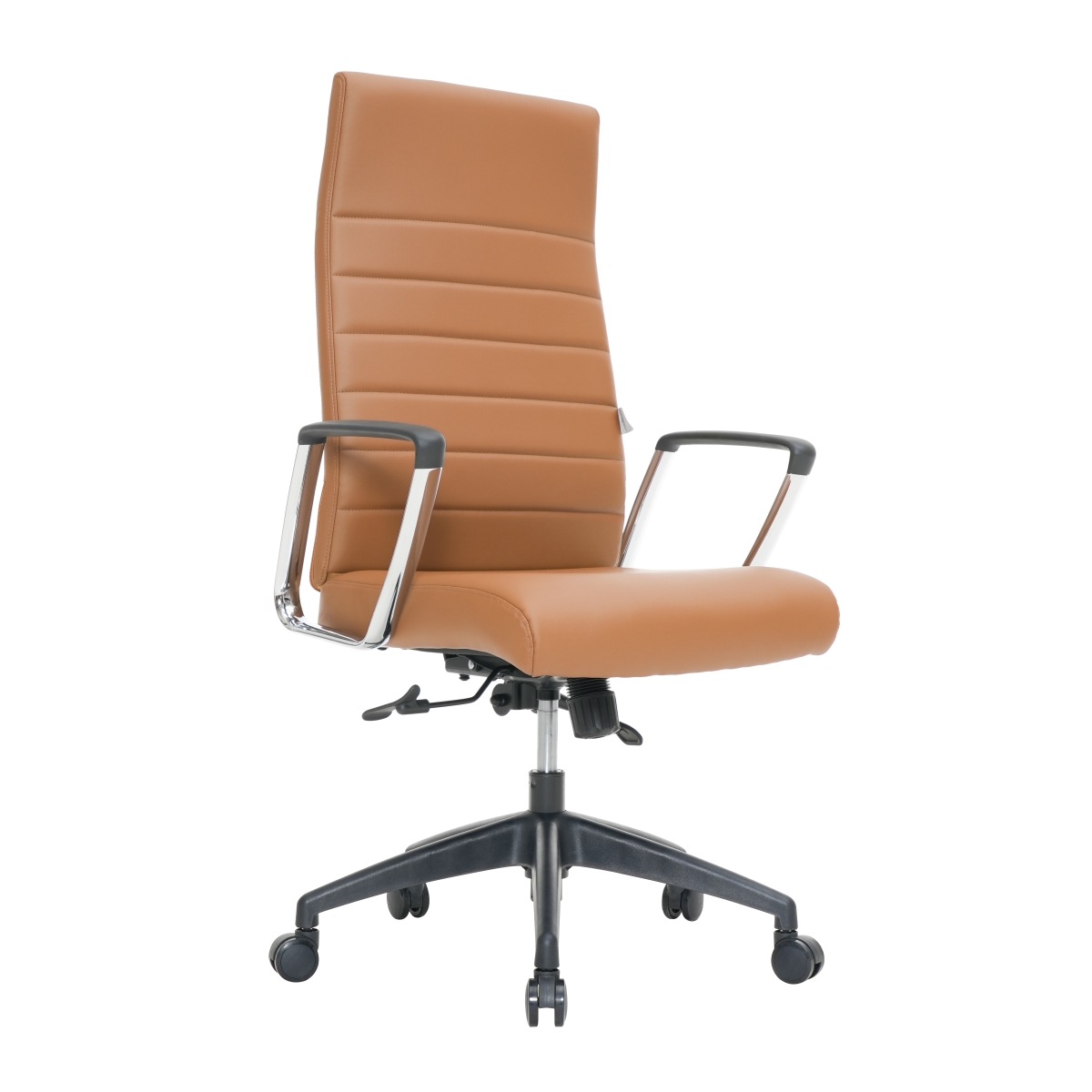 Hilton Modern High-Back Leather Office Chair, Light Brown