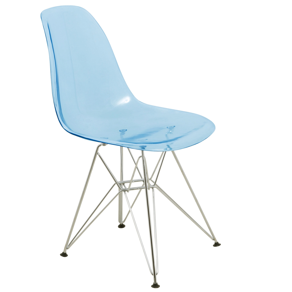 Cresco Molded Eiffel Side Chair, Transparent Blue