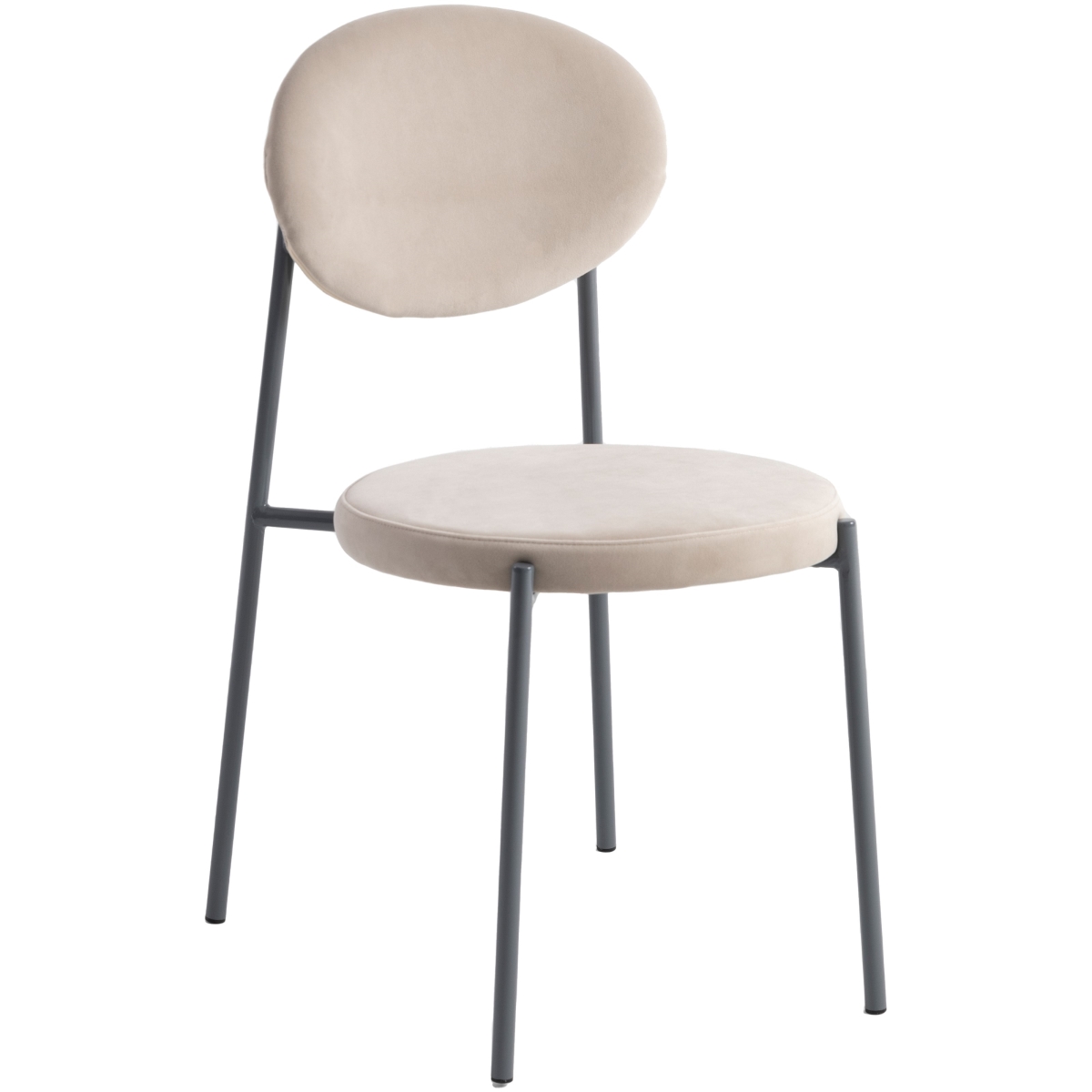 Euston Modern Velvet Dining Chair with Gray Steel Frame, Beige