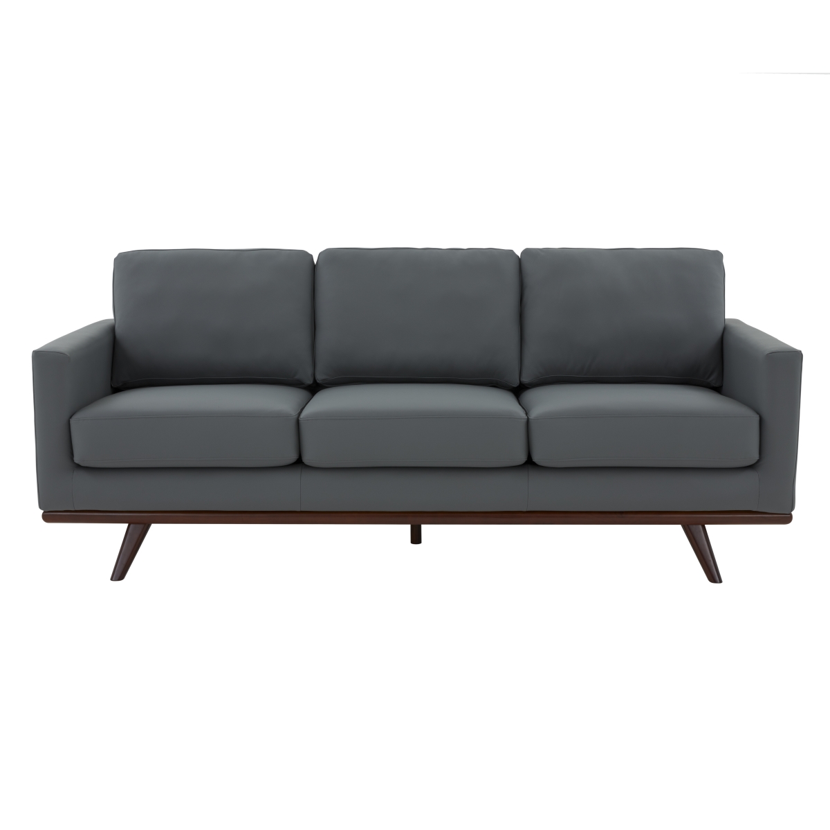 CS83GR-L Chester 3-Seater Leather Full Size Sofa, Birch Wood Base - Gray
