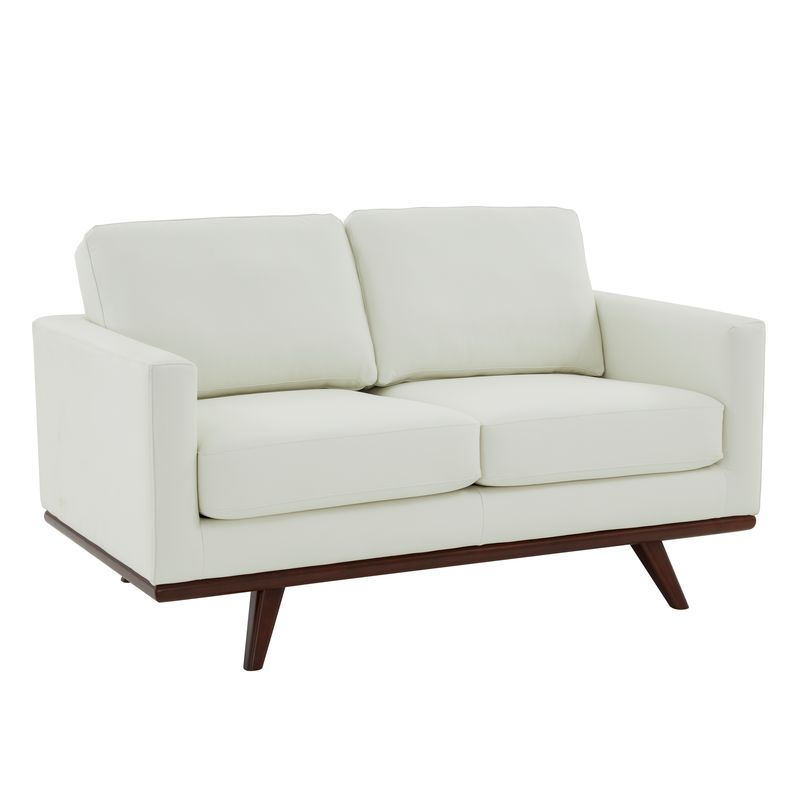 Picture of LeisureMod CS58W-L Chester Modern Leather Loveseat with Birch Wood Base&#44; White