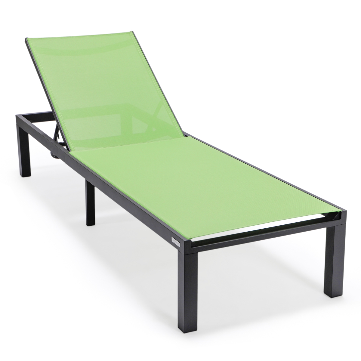 Marlin Patio Chaise Lounge Chair with Black Aluminum Frame, Green