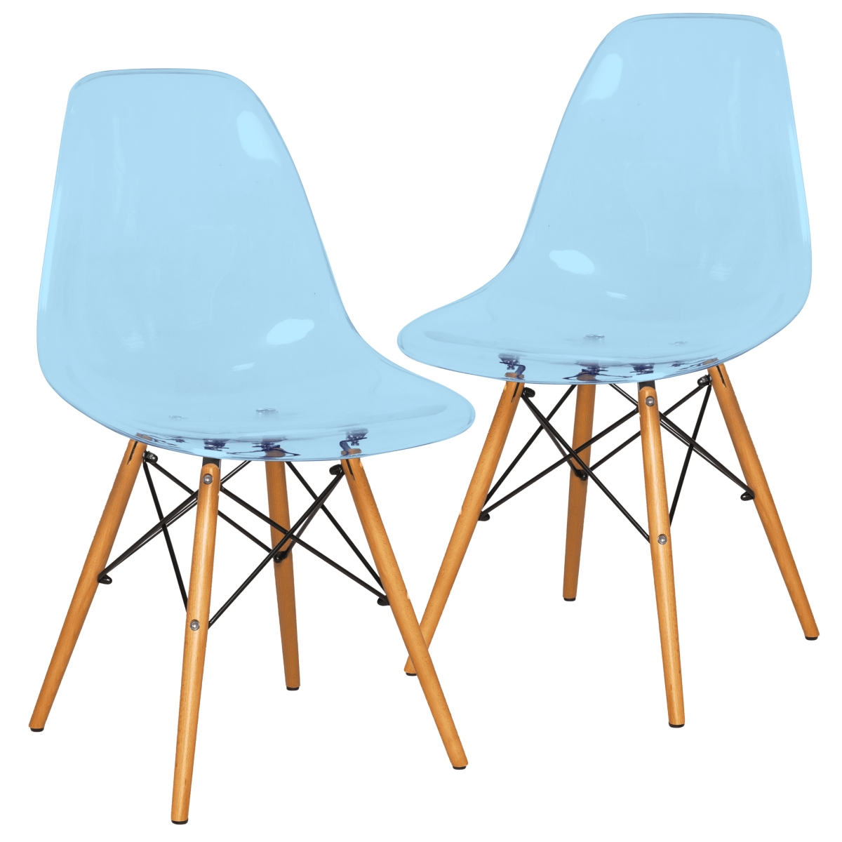 Dover Molded Side Chair, Transparent Blue - Set of 2