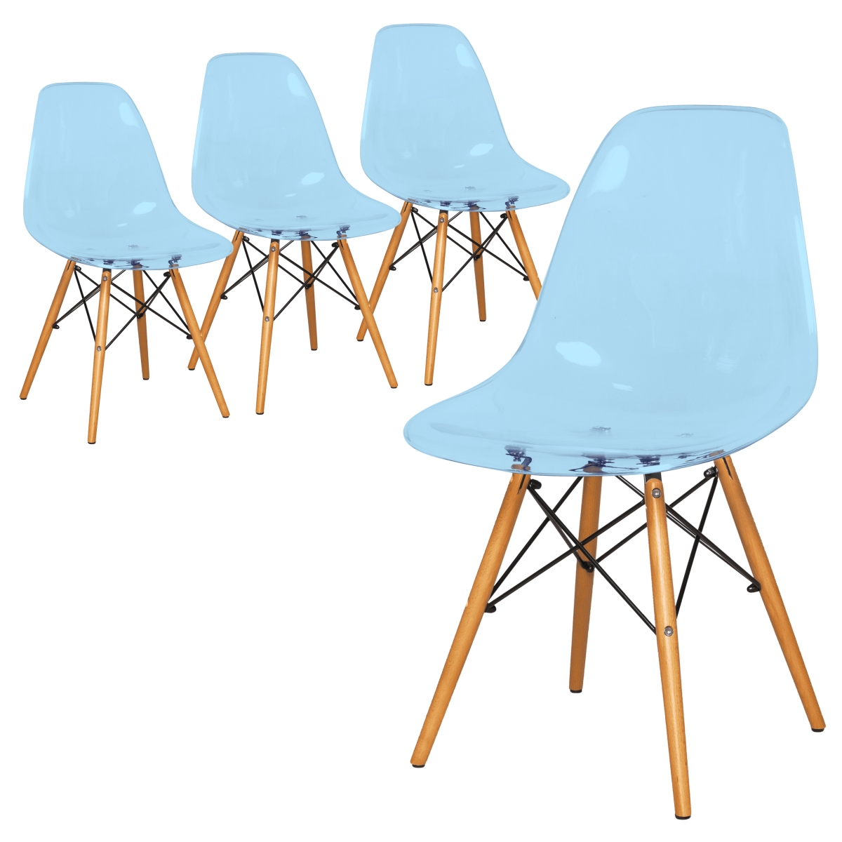 Dover Molded Side Chair, Transparent Blue - Set of 4