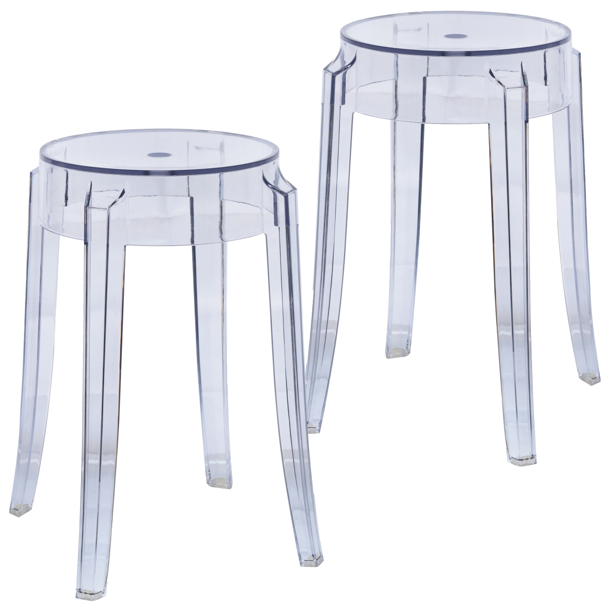 Picture of Leisuremod AS18CL2 Averill Modern Plastic Dining Stool with Sturdy Seat & Legs for Kitchen & Dining Room&#44; Clear - Set of 2