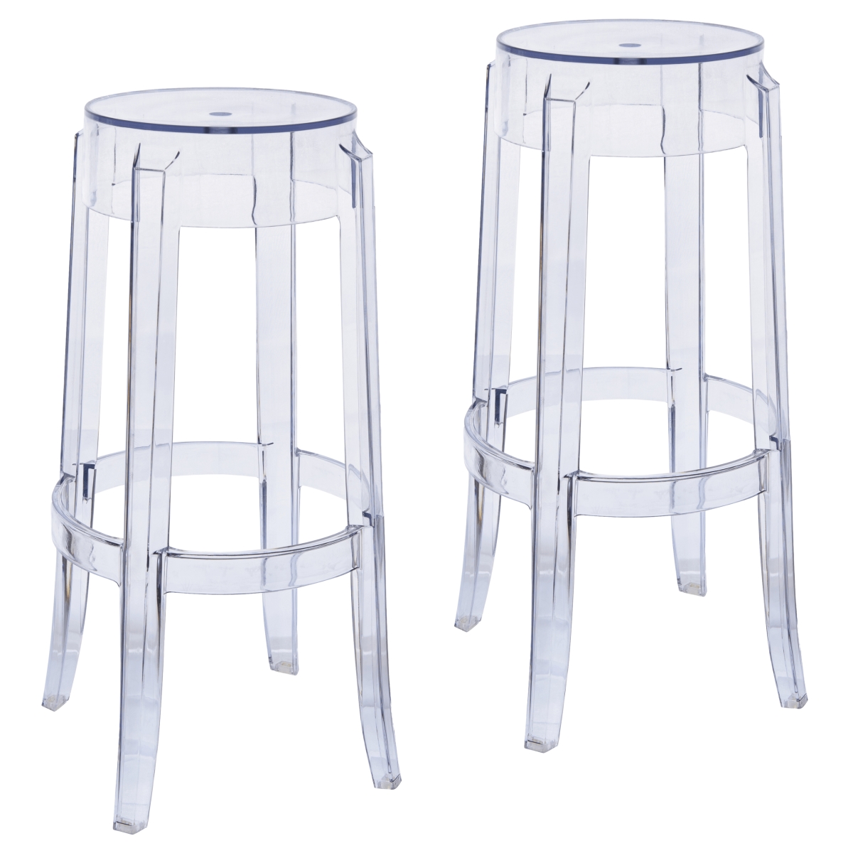 Picture of Leisuremod AS29CL2 Averill Modern Plastic Bar Stool with Sturdy Seat & Legs for Kitchen & Dining Room&#44; Clear - Set of 2