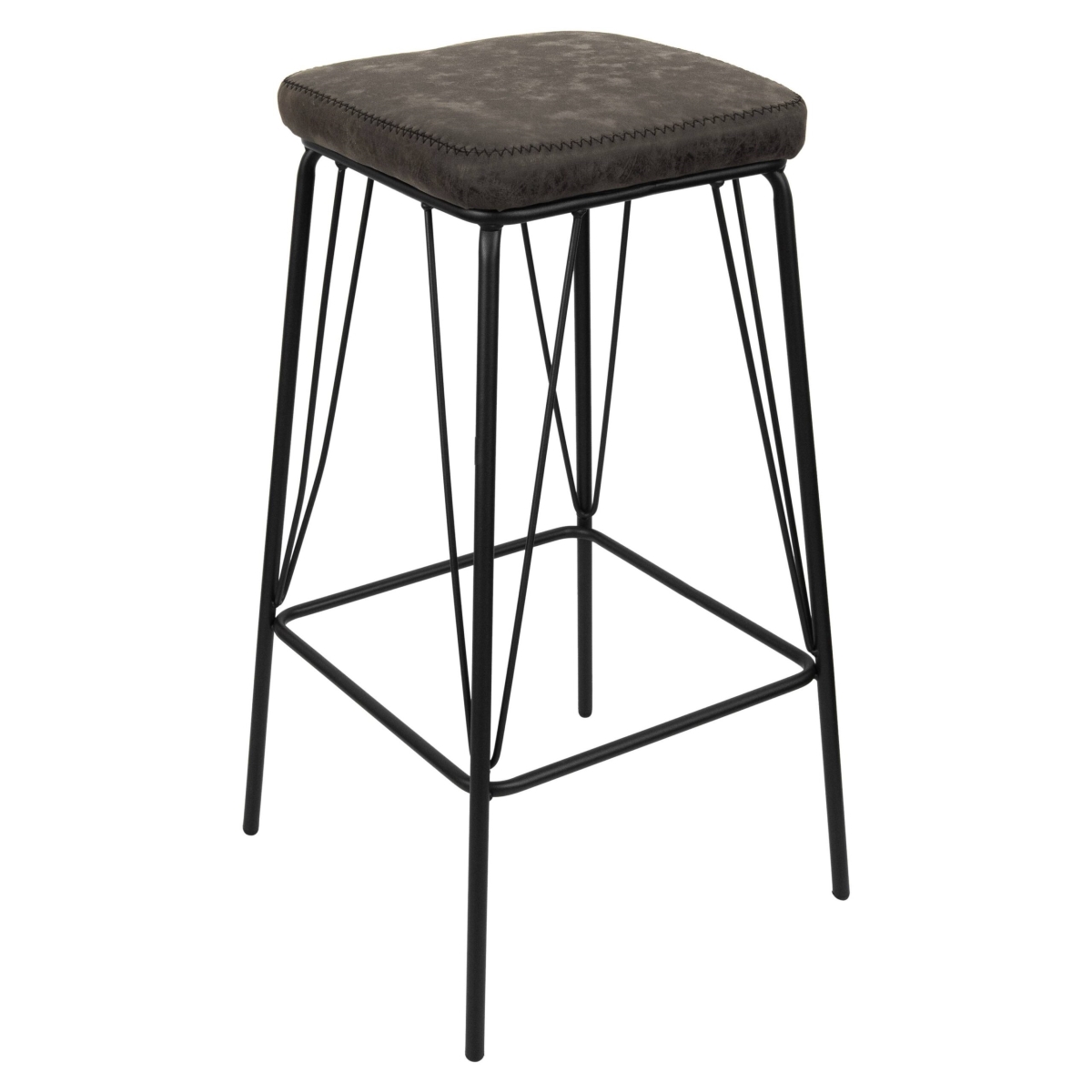 Picture of Leisuremod MS36GR2 Millard Leather Bar Stool with Metal Frame&#44; Grey - Set of 2