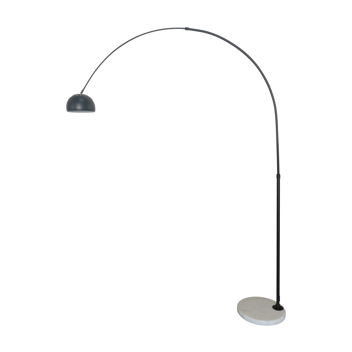 Picture of LeisureMod ALWH-BL-13BL 75.6 x 66.9 x 13.8 in. Arco Mid-Century Modern Arched Floor Lamp with White Round Marble Base & Metal Dome Lamp Shade&#44; Black