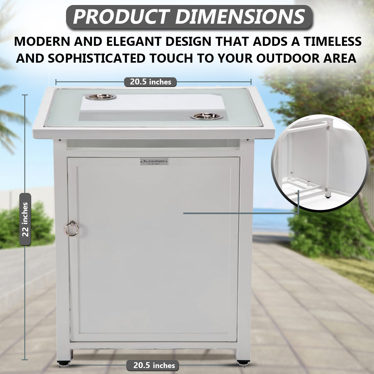 22 x 20.5 x 20.5 in. Walbrooke Patio Square Tank Holder, White