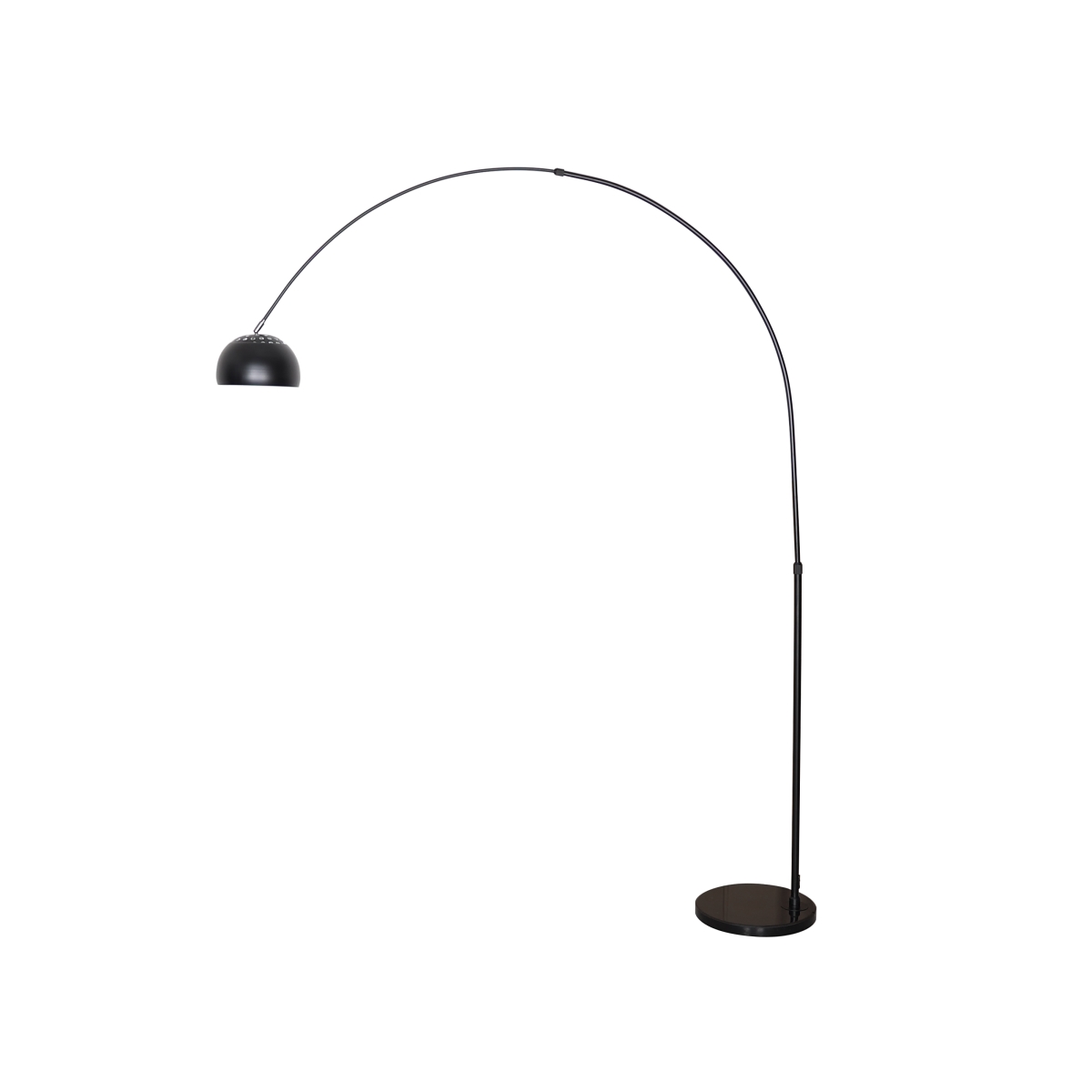 Picture of LeisureMod ALBL-BL-13BL 75.6 x 66.9 x 13.8 in. Arco Mid-Century Modern Arched Floor Lamp with Black Round Marble Base & Metal Dome Lamp Shade&#44; Black