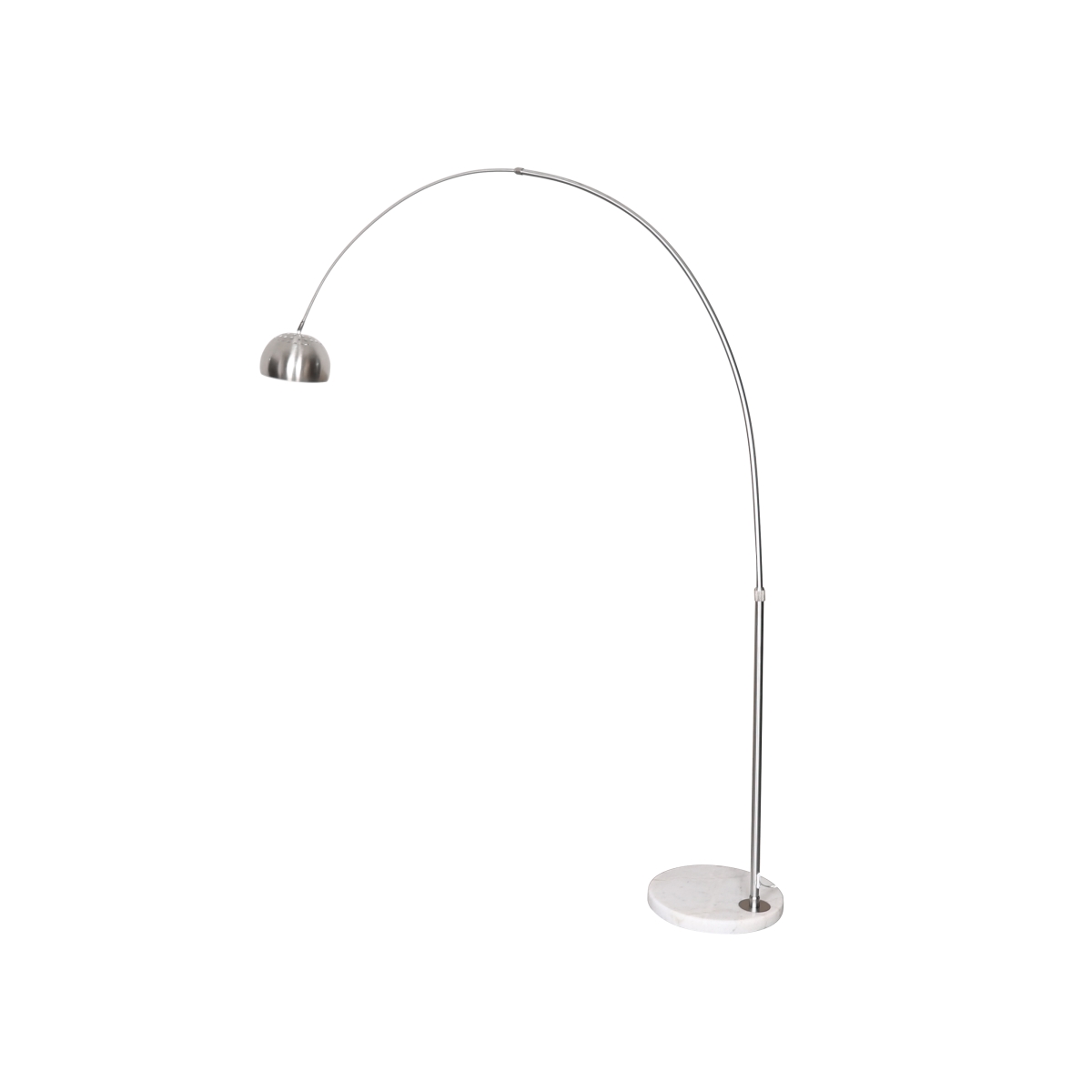 Picture of LeisureMod ALWH-SL-13SL 75.6 x 66.9 x 13.8 in. Arco Mid-Century Modern Arched Floor Lamp with White Round Marble Base & Metal Dome Lamp Shade&#44; Silver