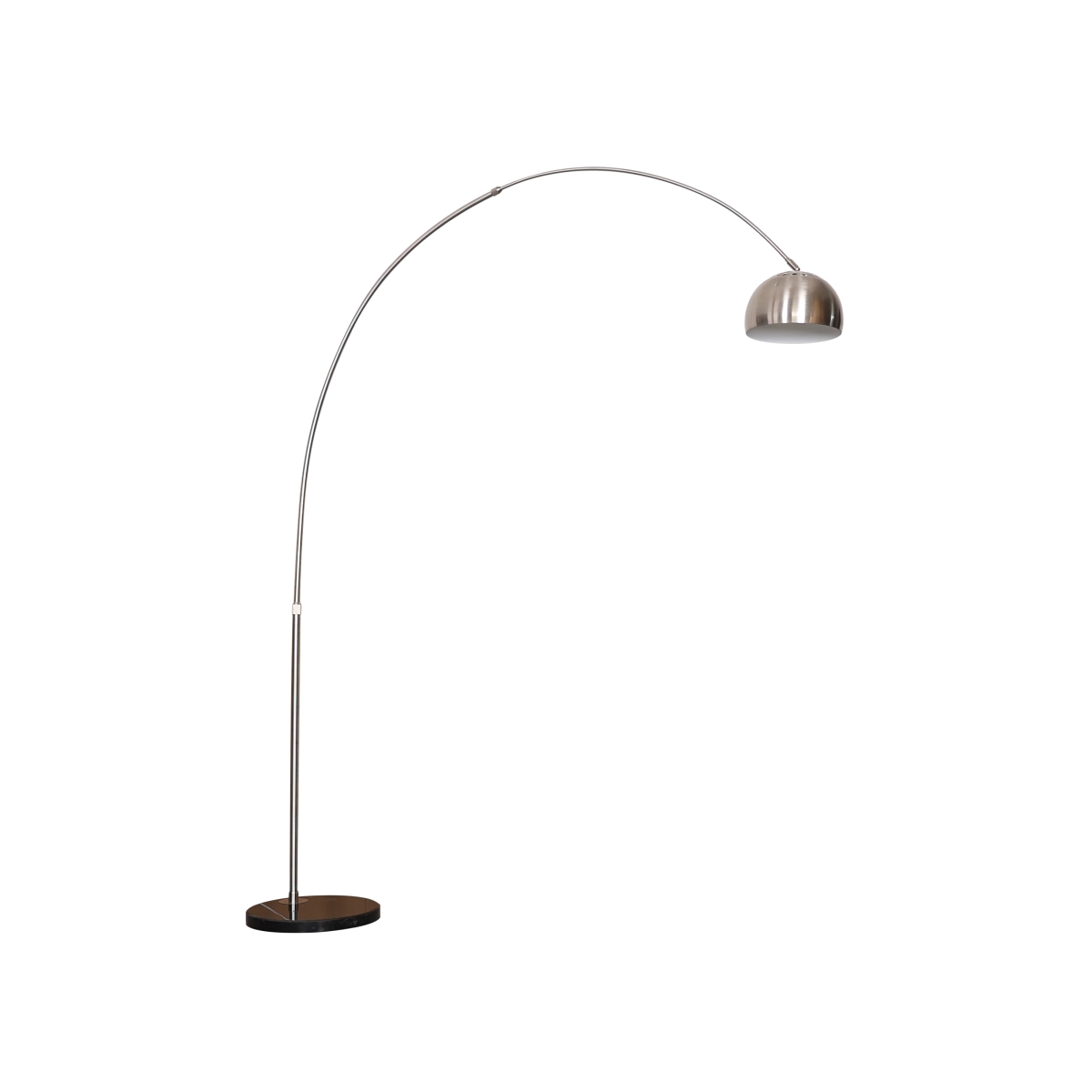 Picture of LeisureMod ALBL-SL-13SL 75.6 x 66.9 x 13.8 in. Arco Mid-Century Modern Arched Floor Lamp with Black Round Marble Base & Metal Dome Lamp Shade&#44; Silver